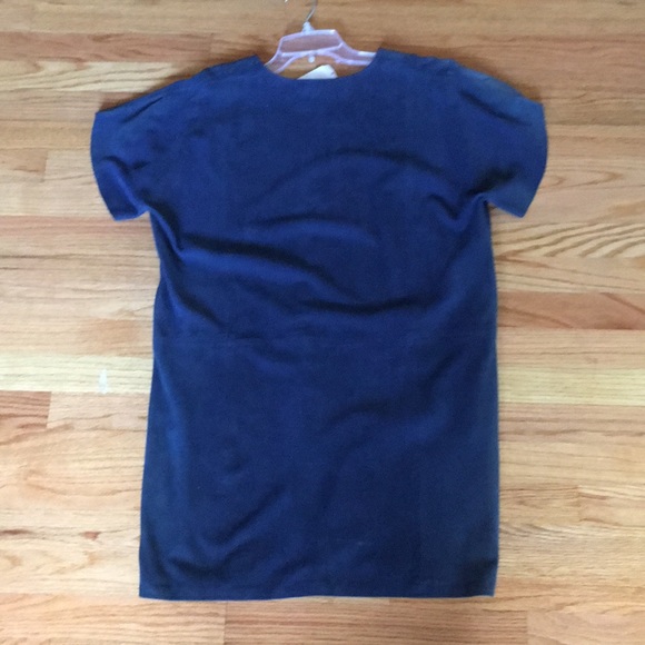 New VINCE Leather Tunic Dress in Navy - Picture 5 of 7